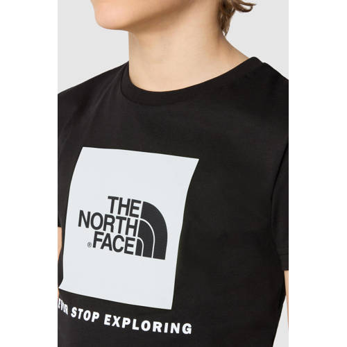 The North Face T-shirt Redbox zwart wit Jongens Katoen Ronde hals Logo 134 140
