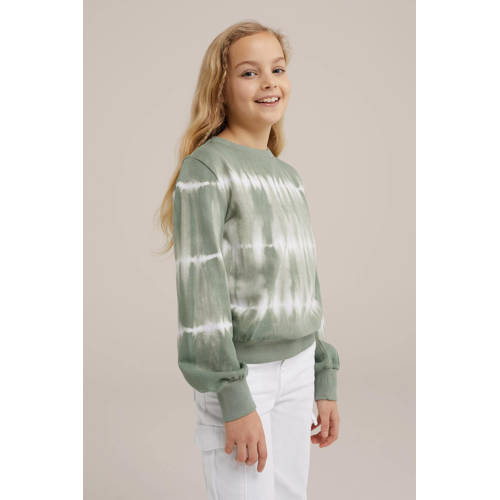 WE Fashion tie-dye sweater olijfgroen wit Tie-dye 98 104