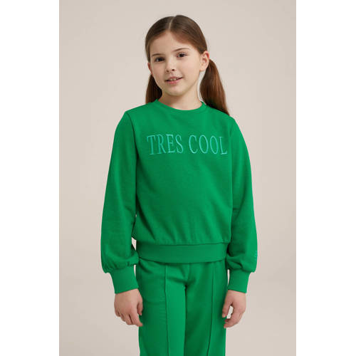 WE Fashion sweater met tekst groen Tekst 98 104 | Sweater van