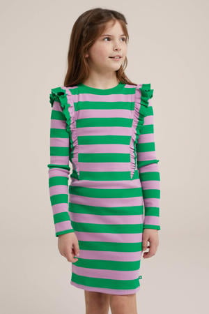 gestreepte jurk groen/roze