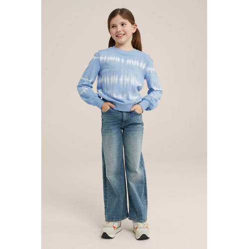 WE Fashion tie-dye sweater lichtblauw wit Tie-dye 98 104
