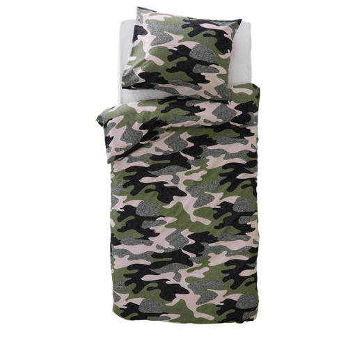 NOUS Kids katoenen dekbedovertrek peuter (120x150 cm) Groen Camouflage