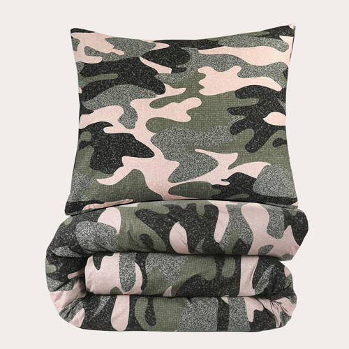 NOUS Kids katoenen dekbedovertrek 1 persoons (140x200 cm) Groen Camouflage