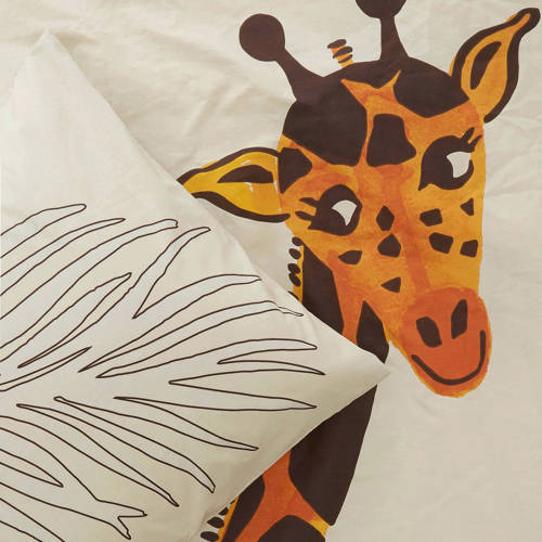 NOUS Kids katoenen dekbedovertrek peuter (120x150 cm) Beige Dierenprint