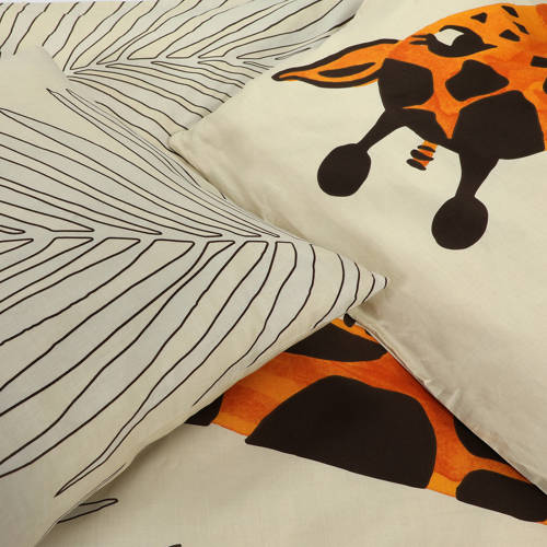 NOUS Kids katoenen dekbedovertrek peuter (120x150 cm) Beige Dierenprint