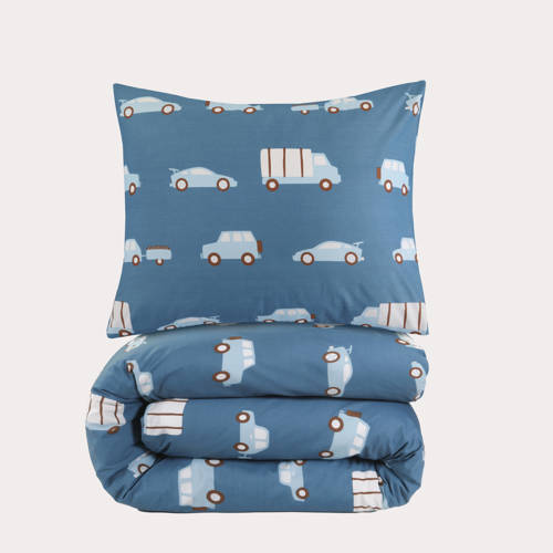 NOUS Kids katoenen dekbedovertrek 1 persoons (140x200 cm) Blauw All over print afbeelding