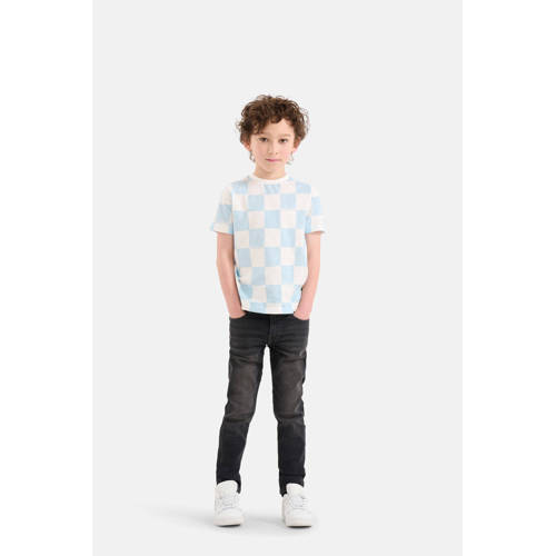 Shoeby geruit T-shirt lichtblauw wit Jongens Katoen Ronde hals Ruit 98 104