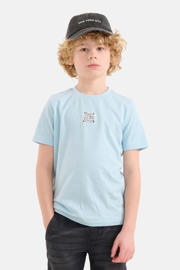 thumbnail: Shoeby T-shirt met backprint lichtblauw/oranje