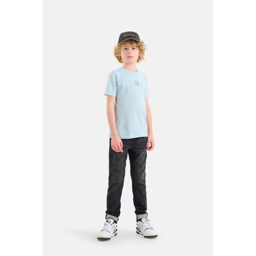 Shoeby T-shirt met backprint lichtblauw oranje Jongens Katoen Ronde hals 98 104