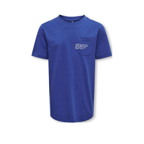 KIDS ONLY BOY T-shirt KOBMARINUS met tekst hardblauw Jongens Katoen Ronde hals - 122/128