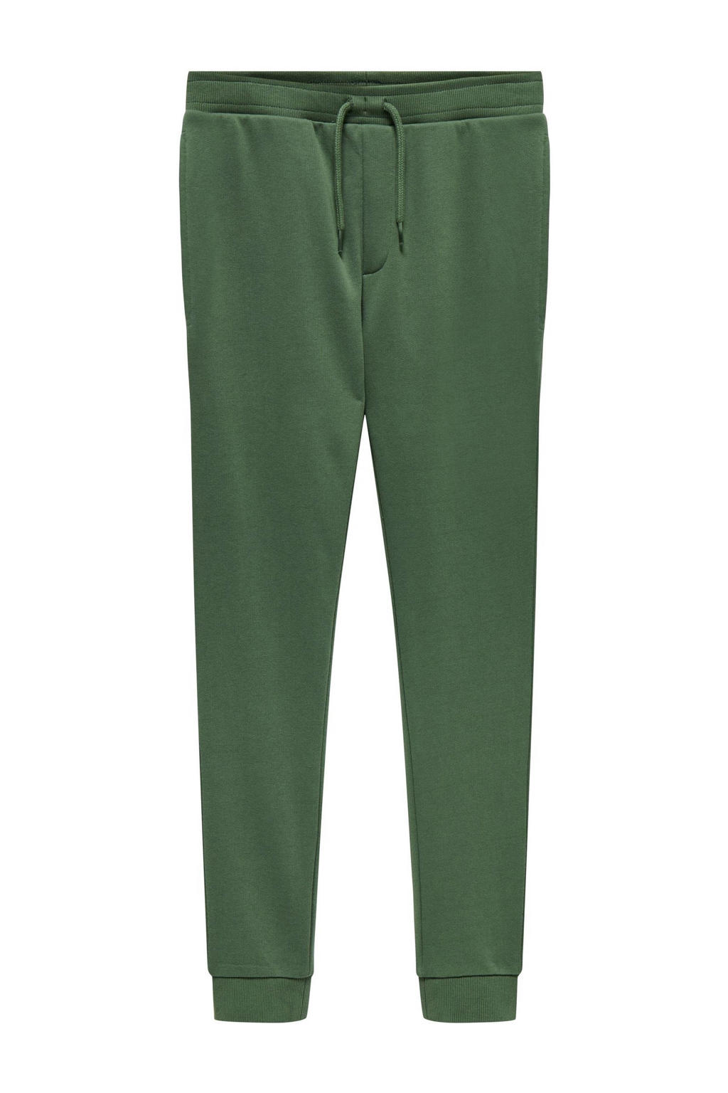 Groene jongens KIDS ONLY BOY slim fit joggingbroek van sweat materiaal met elastische tailleband met koord en effen