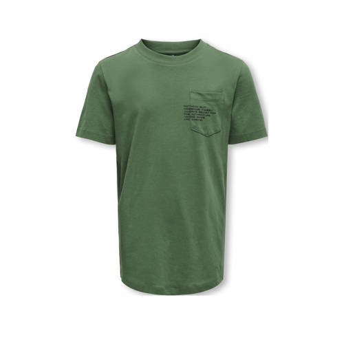 KIDS ONLY BOY T-shirt KOBMARINUS met tekst groen Jongens Katoen Ronde hals - 122/128