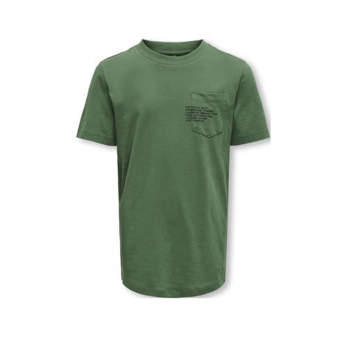 KIDS ONLY BOY T-shirt KOBMARINUS met tekst groen Jongens Katoen Ronde hals