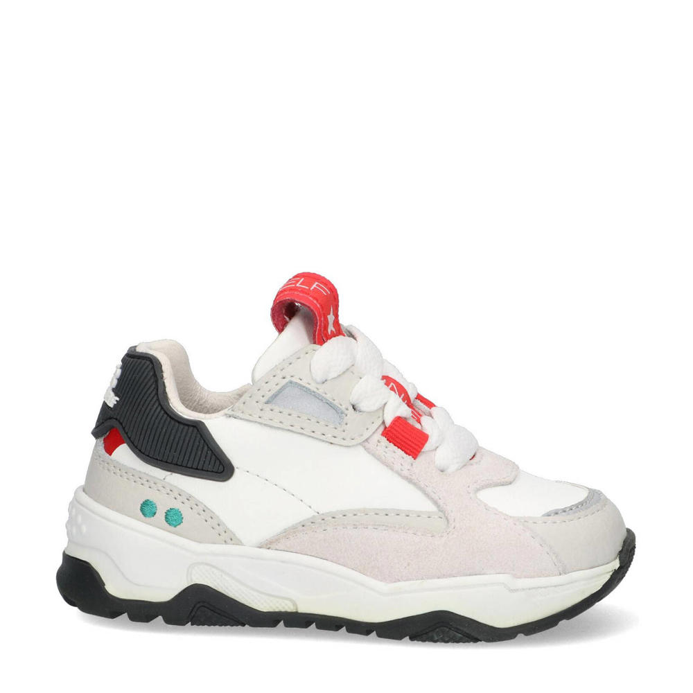Wit, grijs en rode jongens BunniesJR Cody Chunky suède sneakers met veters