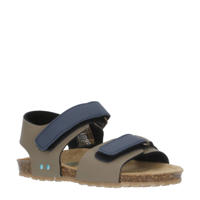 thumbnail: Taupe en donkerblauwe jongens BunniesJR Bas Beach sandalen van imitatieleer met klittenband