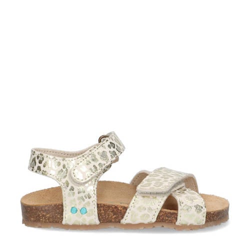 BunniesJR Bibi Beach sandalen met panterprint champagne Wit Meisjes Imitatieleer