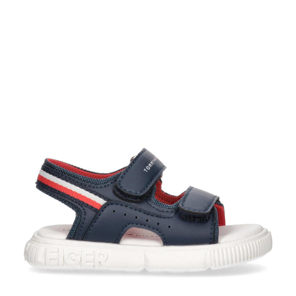 Donkerblauwe jongens Tommy Hilfiger sandalen van polyestermix met klittenband en logo
