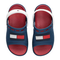 thumbnail: Donkerblauwe jongens en meisjes Tommy Hilfiger badslippers met hielbandje van rubber met logo