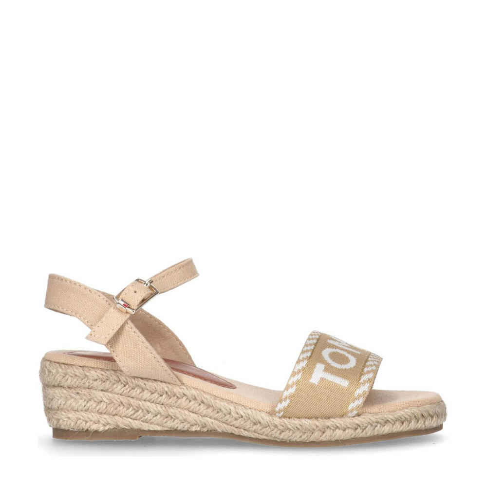 Beige meisjes Tommy Hilfiger espadrilles van textiel met sleehak en logo