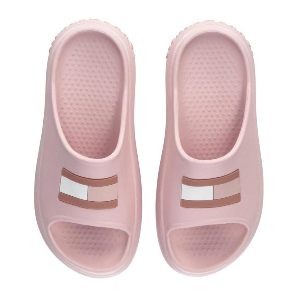 Roze jongens en meisjes Tommy Hilfiger badslippers van rubber met logo