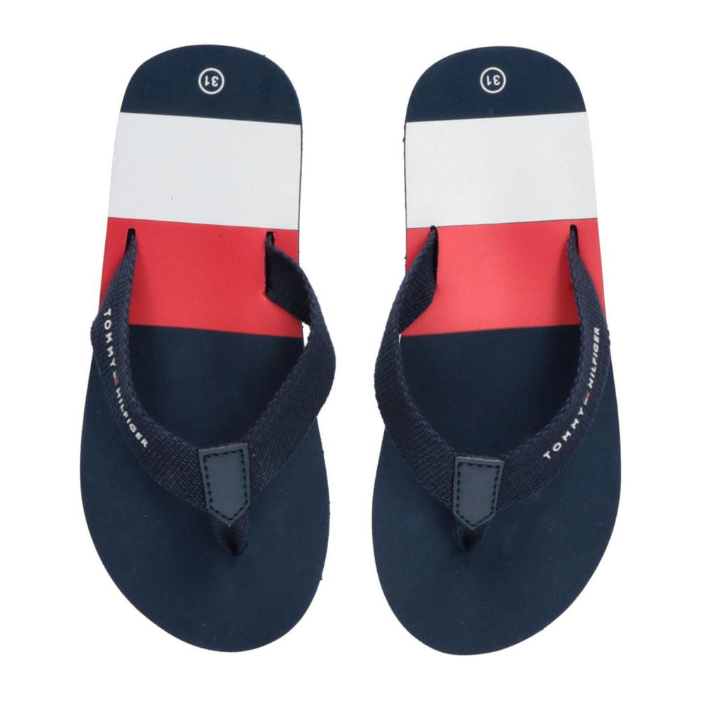 Donkerblauwe jongens Tommy Hilfiger teenslippers van rubber