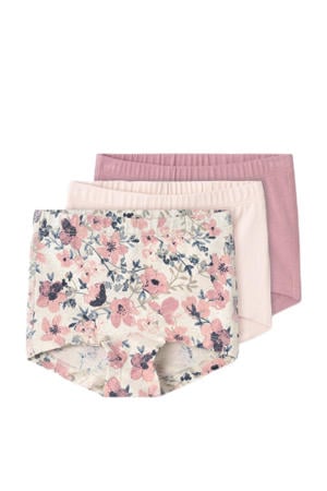shorts - met bloemen roze/ecru/lichtroze (set van 3)