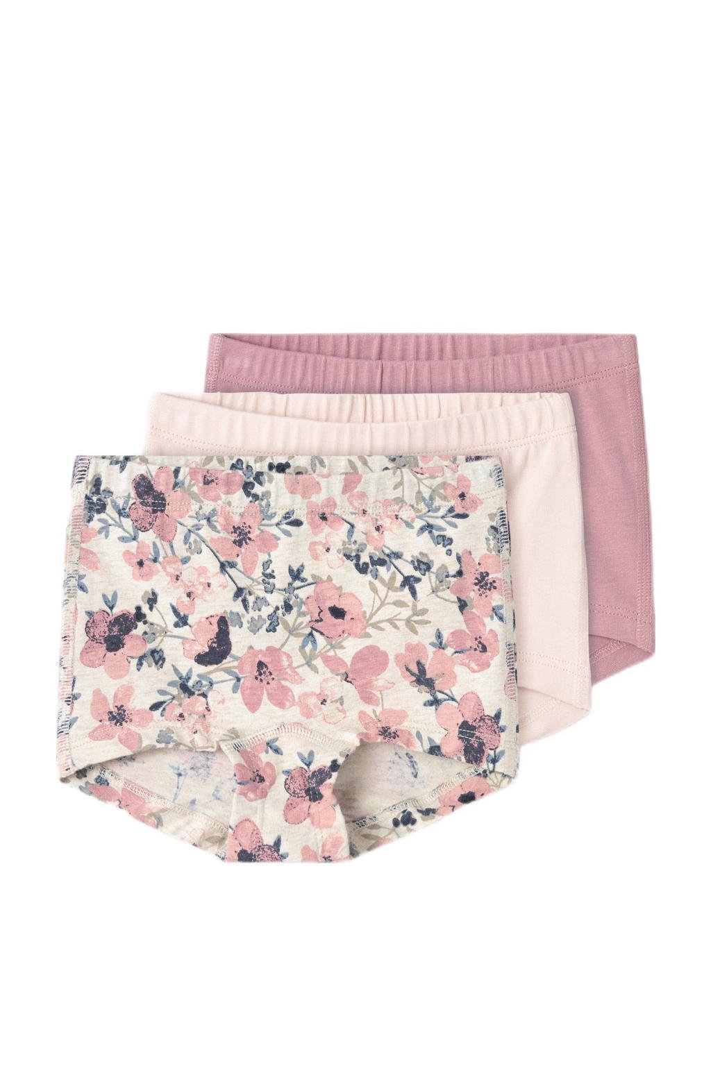 NAME IT MINI shorts - set van 3 met bloemen roze/ecru/lichtroze