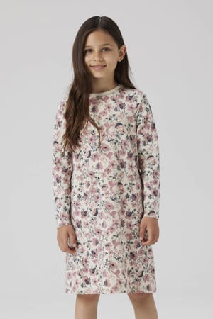 gebloemde nachthemd ecru/roze