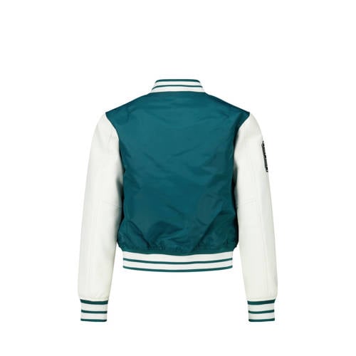 America Today baseball jacket met borduursels donkergroen wit Jas Meisjes Polyester Ronde hals 134 140