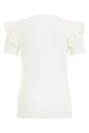 thumbnail: WE Fashion T-shirt met ruches wit