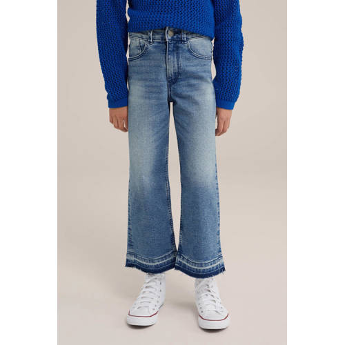 WE Fashion Blue Ridge high waist relaxed jeans medium blue denim Blauw 128