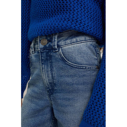 WE Fashion Blue Ridge high waist relaxed jeans medium blue denim Blauw 128