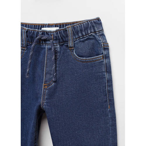 Mango Kids slim fit jeans changeant blauw Jongens Stretchdenim Effen 116