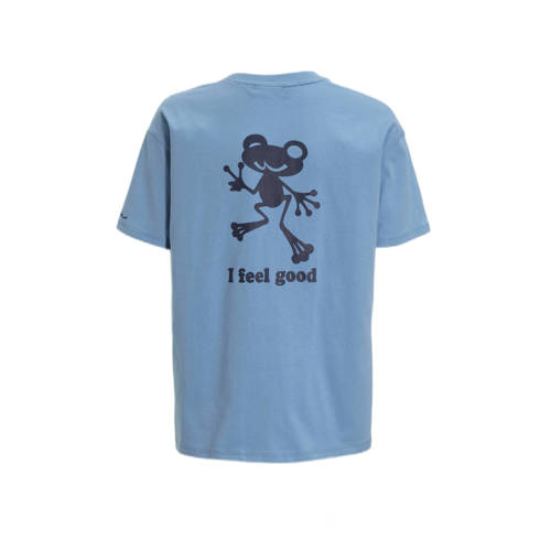 LTB T-shirt LETENE met tekst blauw Jongens Denim Ronde hals Tekst 152