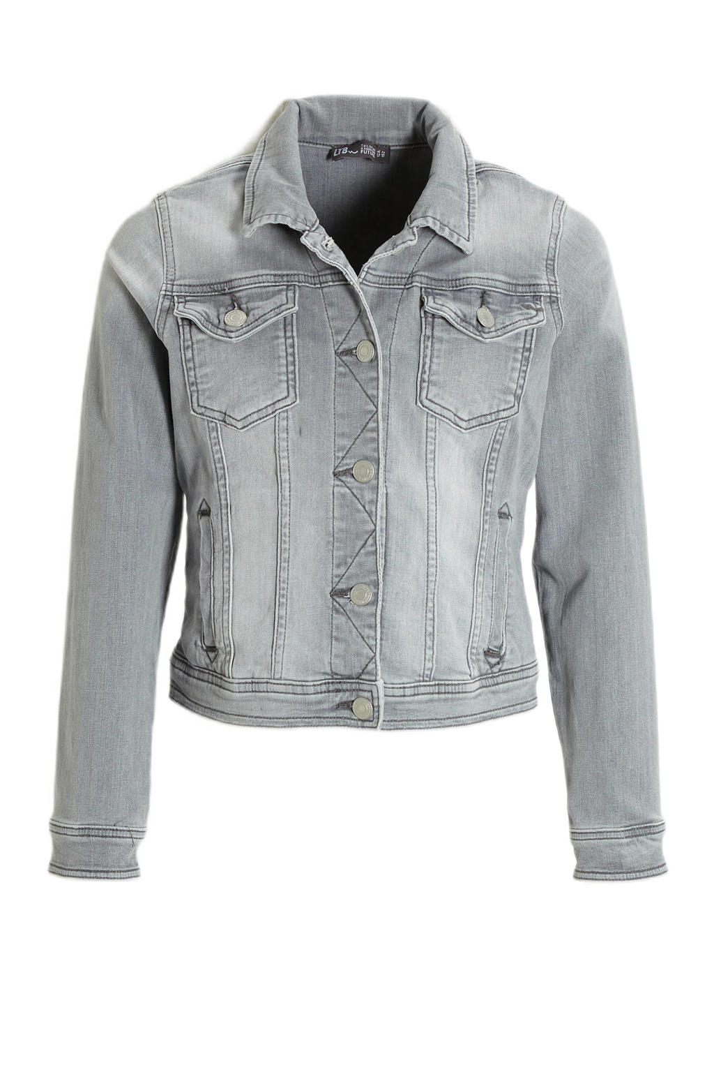 Grey denim meisjes LTB spijkerjas van denim met effen, lange mouwen, klassieke kraag en knoopsluiting