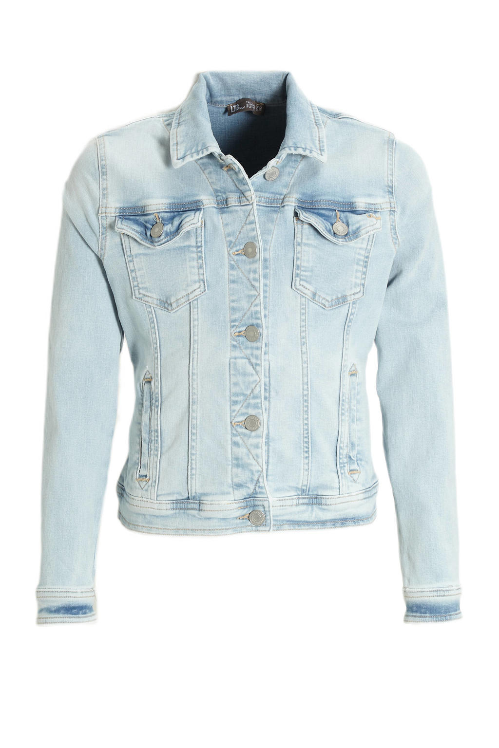 Light blue denim meisjes LTB spijkerjas van denim met effen, lange mouwen, klassieke kraag en knoopsluiting