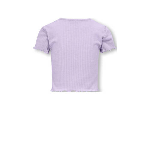 Only KIDS GIRL ribgebreid T-shirt KOGNELLA lila Paars Meisjes Polyester Ronde hals 110 116