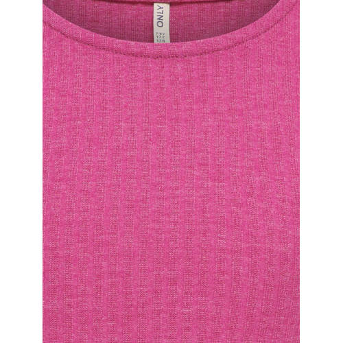 Only KIDS GIRL ribgebreid T-shirt KOGNELLA donkerroze Meisjes Polyester Ronde hals 110 116