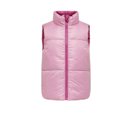 Only KIDS GIRL reversible bodywarmer KOGNEWRICKY roze lichtroze Meisjes Polyester Opstaande kraag 122