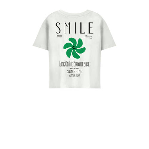 Only KIDS GIRL T-shirt KOGSUN met backprint wit zwart groen Meisjes Katoen Ronde hals 110 116