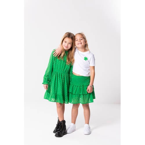 Only KIDS GIRL T-shirt KOGSUN met backprint wit zwart groen Meisjes Biologisch katoen Ronde hals 110 116