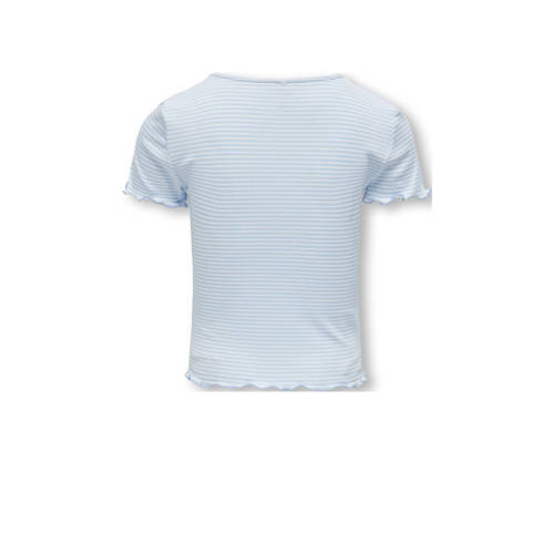 Only KIDS GIRL gestreept ribgebreid T-shirt KOGWILMA LIFE lichtblauw wit Meisjes Polyester Ronde hals 122 128