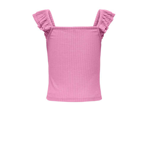 Only KIDS GIRL top KOGNELLA met ruches zoetroze Meisjes Polyester Vierkante hals 122 128