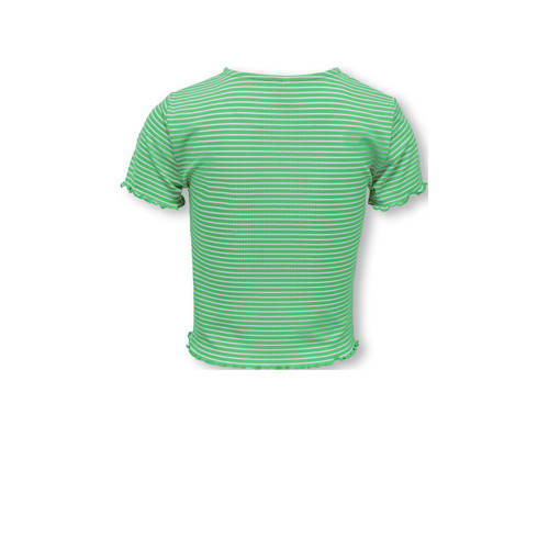 Only KIDS GIRL gestreept ribgebreid T-shirt KOGWILMA LIFE frisgroen wit Meisjes Polyester Ronde hals 122 128