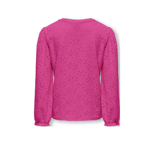 Only KIDS GIRL top KOGSMILLA met open detail fuchsia Roze Meisjes Polyester Ronde hals 122 128