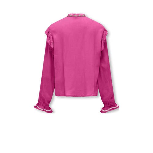 Only KIDS GIRL top KOGADA met all over print en borduursels fuchsia Roze Meisjes Viscose Opstaande kraag 128