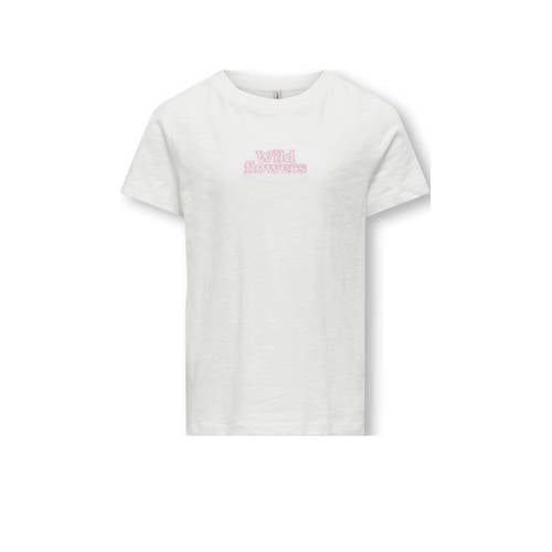 KIDS ONLY GIRL T-shirt KOGNUNA met tekst wit Meisjes Katoen Ronde hals