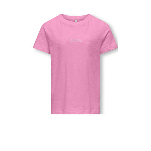 KIDS ONLY GIRL T-shirt KOGNUNA met tekst zoetroze Meisjes Katoen Ronde hals - 134/140
