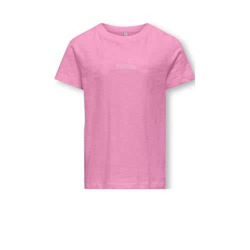 KIDS ONLY GIRL T-shirt KOGNUNA met tekst zoetroze Meisjes Katoen Ronde hals