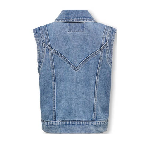 Only KIDS GIRL gilet KOGKENNEDY medium blue denim Blauw Meisjes Stretchdenim Klassieke kraag 128